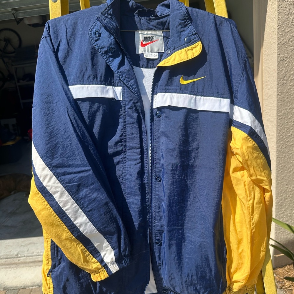 Nike Blue and Yellow Windbreaker with Reflective Stripes